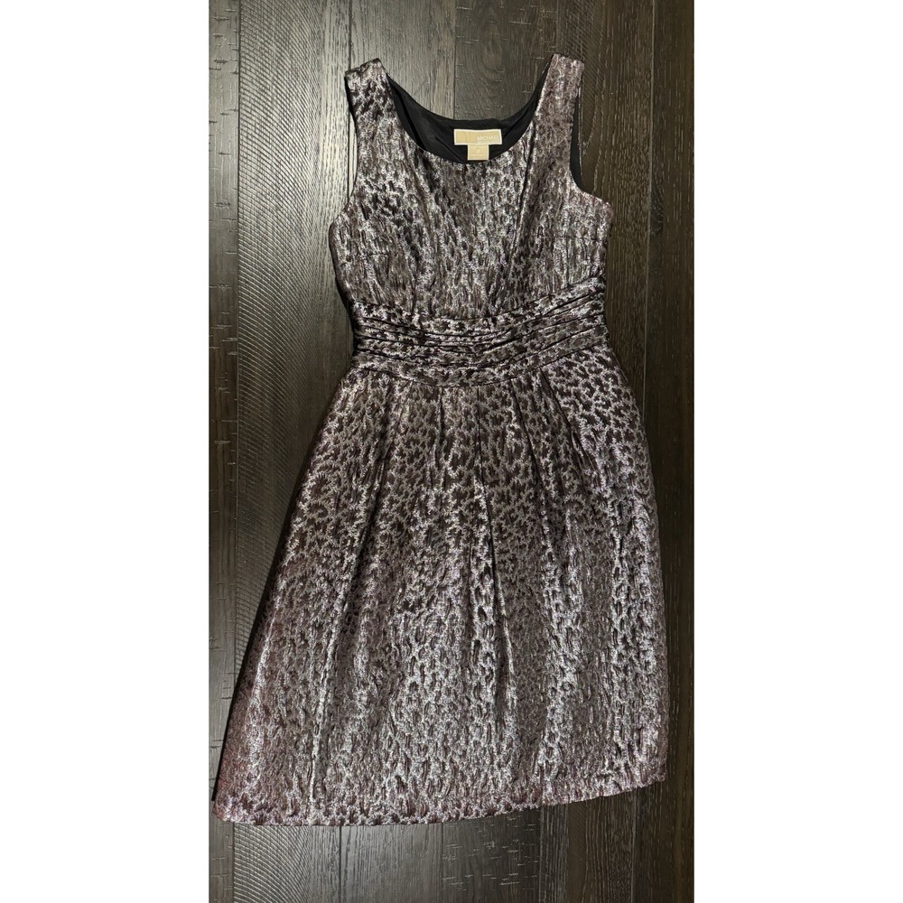 Michael Kors cheetah foil print sheath dress Sz 2